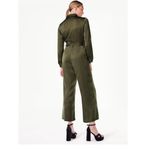 Wide Leg Satin Jumpsuit Green Size L Photo 2
