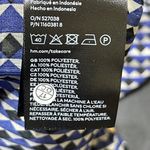 H&M New Geo Print Blouse Top Blue Black Size L Large Mock Neck Photo 8