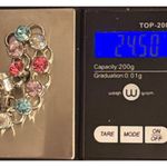 Sanrio Hello Kitty Silver Tone Charm Bracelet Pink Blue Clear Rhinestones 8" Photo 6