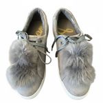Sam Edelman Leya Size 10 Gray Faux Suede Slip On Platform Sneakers Pom Pom Photo 0