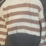 Pink Rose Cropped Striped Sweater  Photo 0