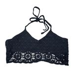Free People Intimately Crochet Lace Halter Top Black Size M Festival Bohemian Photo 0
