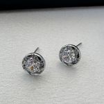 8mm CZ Stud Earrings for Men Women,Streetwear Hip Hop Unisex Earrings Silver Photo 1