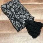 Betsey Johnson Womens Leopard Print Knit Scarf With Tassel Black Gray One Size Photo 0