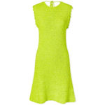 Ganni Velvet Crochet Open Back Mini Dress in Lime Punch Small New Womens Velour Photo 10