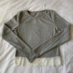 SheIn Grey Long Sleeve Crop Top With Lace Detail Photo 0