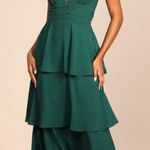 Lulus Celebration Time Emerald Green Sleeveless Tiered Midi Dress Size XS Photo 0