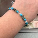 Vintage Handmade Y2K Turquoise Agate Crystal Beaded Bracelet Blue Photo 4
