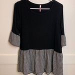 Cool Melon Black Striped Ruffle Half Sleeve Shirt Size M Photo 0