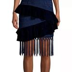 PatBo navy velvet and crochet fringe skirt size 0 brazil 32 Blue Photo 1