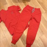 FIGS  set Bright‎ Coral Jogger pants and top XS women’s Photo 1