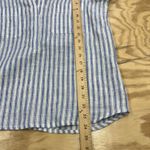 Ann Taylor 100% Linen Striped Blue Tunic Top Size Small Roll Tab Resort Beach Photo 11