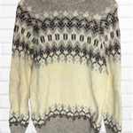 North Star Women's Size M Nordic Print Wool Pullover Sweater Neutral Gray Cream Size M Photo 0