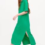 ZARA NWT  PLUSH T SHIRT JERSY MIDI MAXI DRESS GREEN SMALL Photo 2