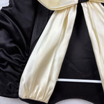 Vintage Black Satin Puff Sleeve Prom Dress With Bow Size 10 Photo 11