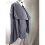Free People  Mina Jacket Heathered Navy Draped Wool Blend Open Front L Photo 1