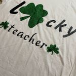 Lucky Teacher St Patrick’s Day short sleeve shirt White Size L Photo 6