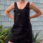 ISLA Linen Grommet and Feather black mini cocktail dress XS Photo 2