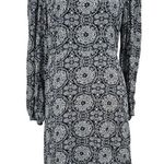 NWT Boden Grey Crew Neck Print Mini Dress Size 8L Black Photo 0