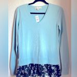 Loft Women's Floral V-Neck Mixed Media Sweater Photo 1