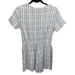 Everly Black White Plaid Short Romper Side Tie Crossed V-Neck Size S Small Photo 1