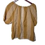 Saylor  gold mustard embroidery blouse top sz L Photo 3