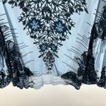 Free People  Bird of a Feather Blue Oversized V-neck Top‎ size Small Boho Spring Photo 2