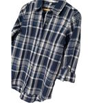 Rebecca Malone New  Womens Small Plaid Button Up Tunic Long Roll Tab Sleeve Blue Photo 3