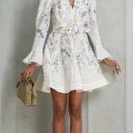 Zimmermann Cream and Purple Floral Long Sleeve Dress Photo 0