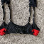 Victoria's Secret Victoria’s Secret Garter Belt & Stockings Set Black Red Lace SIZE XS/S Photo 1