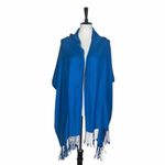 Women’s Bundle 3 Oblong Scarfs Solid Color Fringe Pink Peacock Blue Hot Pink Photo 2