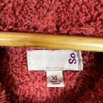 SO  Cropped Hoodie Sweater Womens L Pink Fuzzy Ribbed Oversized Cozy Slouchy Photo 4