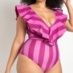 Eloquii NWT Ruffle Shoulder One Piece W Belt - Summer Stripe - 16 Photo 1