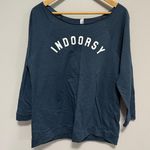 Indoorsy Blue Off The Shoulder Shirt Photo 0