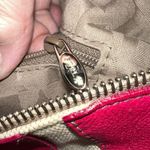 Furla  Vintage‎ Canvas And Hot Pink with Silver Snake Embossed Shoulder Strap Bag Photo 12