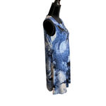 Chicos 0 US Small‎ Blue Abstract Reptile Print Sleeveless Dress Lace Photo 3