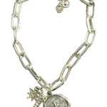 Unwritten  Womens Silver Plated Star Bar Charm Link Bracelet Adjustable White Photo 0