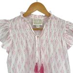 Sail To Sable STS Sail To‎ Sable Womens Flutter Sleeve Ikat Tassel Top Pink White Size XS NWT Photo 3