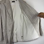 Vince Theory Blazer Double Breasted Tailor Jacket Striped Linen Size 8 Photo 9
