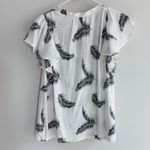 Loft Palm Ruched Ruffle Tie Neck Top size medium Photo 5