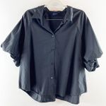 Gap  Organic Cotton Short Puff Sleeve Button Down Shirt Top Black XXL Photo 1