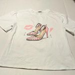 Why Dress Women Size Small White Short Sleeve Shirt Top Blouse Pink Heels Pearls Photo 0