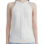 Lafayette 148 Sweater Women XL Ivory Linen Silk Cable Knit V Neck Preppy Luxury Gold Photo 0