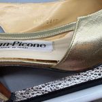 Evan Picone  Vintage Gold Metallic Leather Slingback Heels Pointed Toe Shoes 6.5M Photo 8