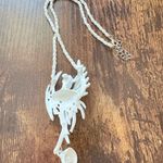 Gothic Siren Necklace Fantasy Angel Pendant Pearl Chain Art Jewelry Poleward Silver Photo 3