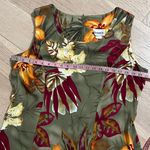 Vintage Hanes Collection Floral Rayon Dress Made in USA Olive Tropical XL 90s Tan Photo 7