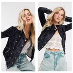 Free People  Dusk till Dawn Velvet Jacket Size XS Band Military Black Y2K Boho Photo 1