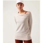Athleta Womens Plus Studio Barre Sweatshirt Top Beige Heather 3X Athleisure Photo 1