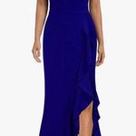 NWOT Women's High Neck Split Bodycon Mermaid Evening Cocktail Long Dress Blue Size L Photo 0