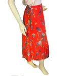 Vince Camuto RED & BLUE FLORAL PRINT ACCORDION PLEAT MIDI SKIRT (L) Photo 2